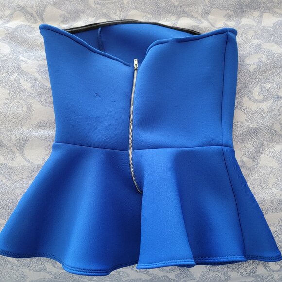 Blue Strapless Peplum top - Picture 4 of 4